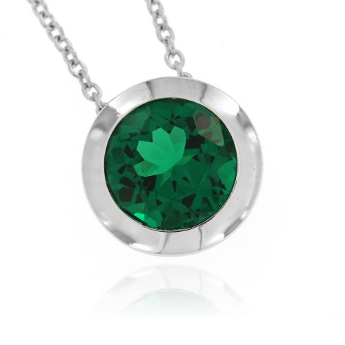 Stříbrný náhrdelník se zeleným kamenem 67