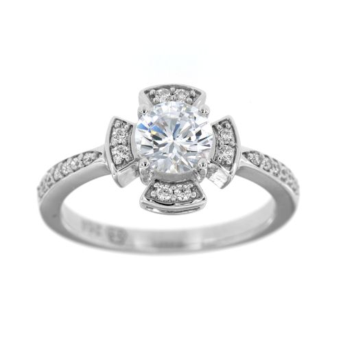 Stříbrný prsten se zářivými zirkony 5647