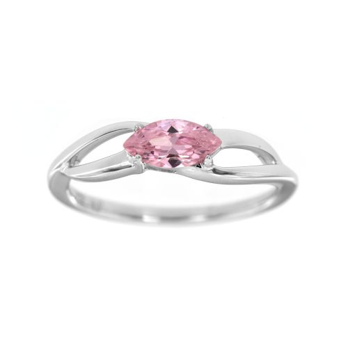 Stříbrný prsten s růžovým kamínkem 6439