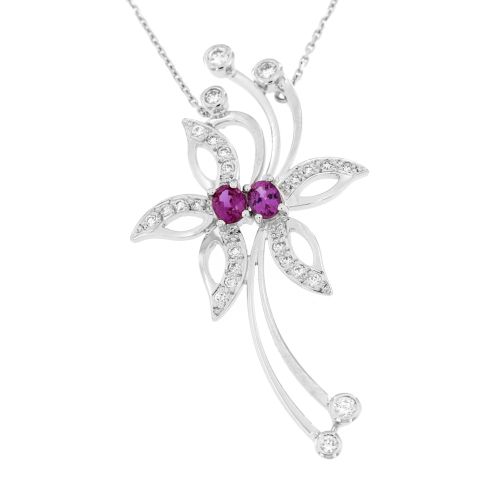 Diamantový náhrdelník s růžovým safírem 28854