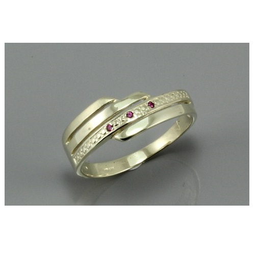 Dámský zlatý prsten s červenými zirkony 1844