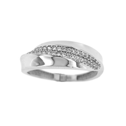Stříbrný prsten s bílými zirkony RMDC842