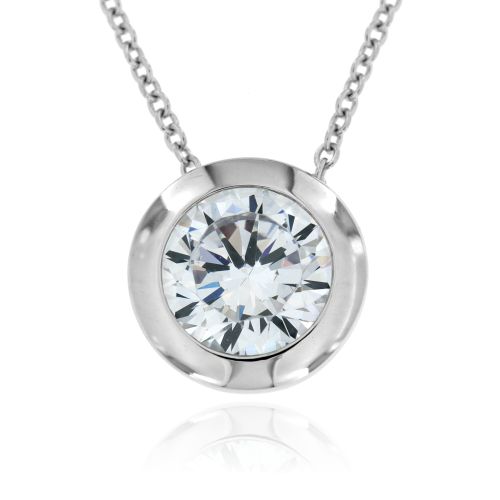 Stříbrný náhrdelník s bílým zirkonem 437ZR