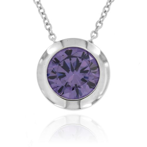 Stříbrný náhrdelník s fialovým zirkonem 467AZR