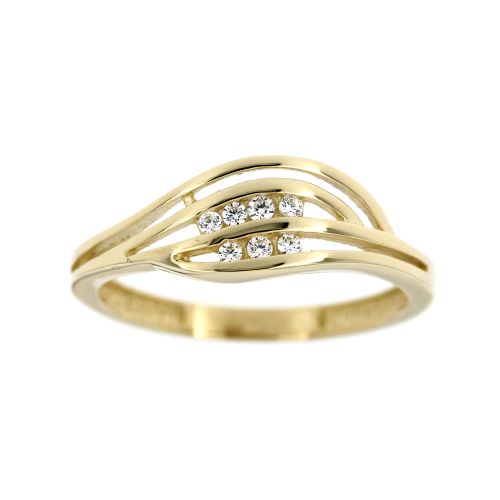 Zlatý dámský prsten s bílými kamínky 399