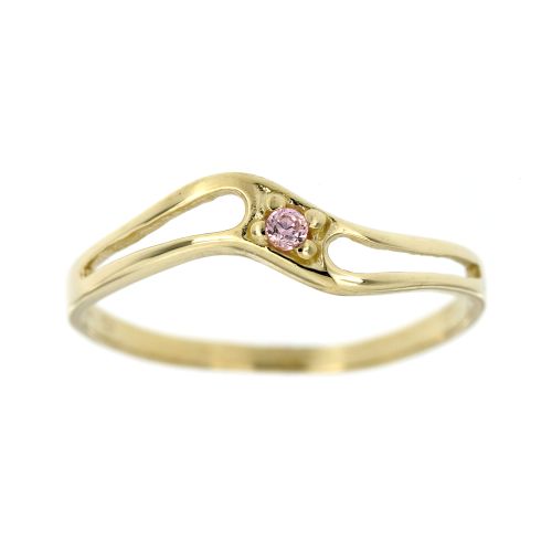 Dámský zlatý prsten se růžovým zirkonem F11žr
