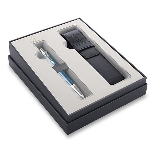 Parker IM Premium Blue Grey GT - kuličková tužka, dárková sada s pouzdrem
