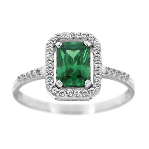 Dámský zlatý prsten se zeleným kamenem 85bz