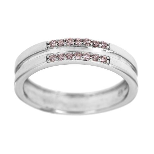 Stříbrný prsten s růžovými kamínky 915r
