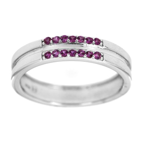 Stříbrný prsten s růžovými kamínky 915č