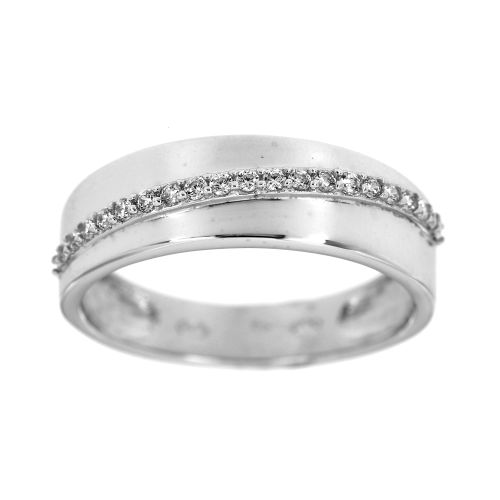 Stříbrný prsten s bílými zirkony 955B