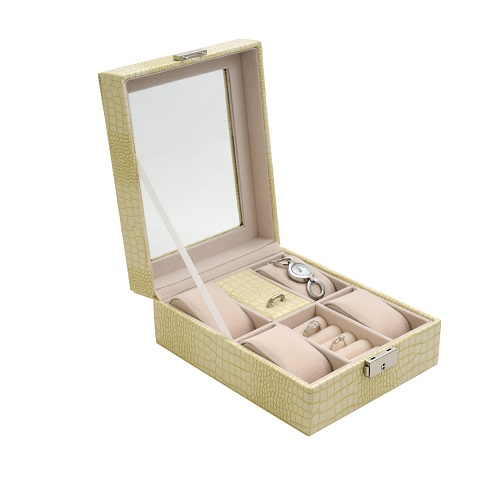 JK BOX SP-1810/A20, Dámská kazeta na hodinky a šperky krémová