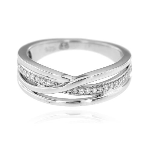 Stříbrný prsten kroužek se zirkony 6399