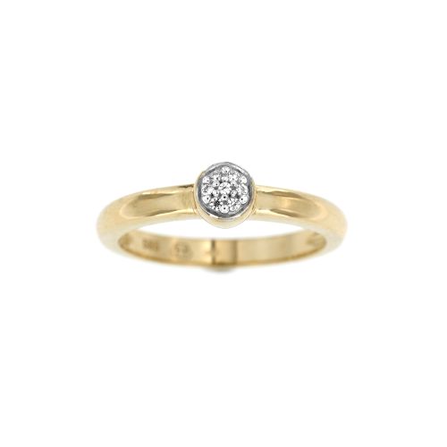 Zlatý dámský prsten s bílými zirkony GR163