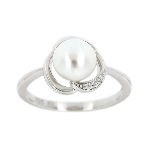 Stříbrný prsten s perlou a zirkony AR5705