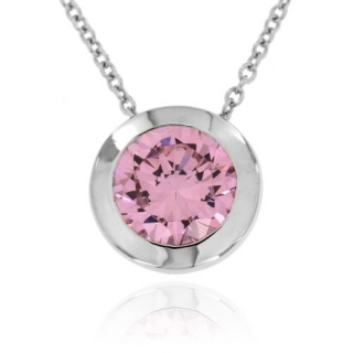 Stříbrný náhrdelník s růžovým zirkonem 437PZR