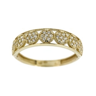 Zlatý prsten kroužek s bílými kamínky 2235ž