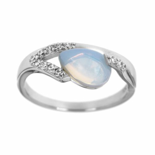 Stříbrný prsten s umělým opálkem 733