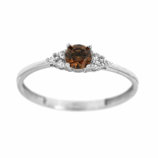 Dámský prsten s hnědo-oranžovým kamínkem 3479Bho