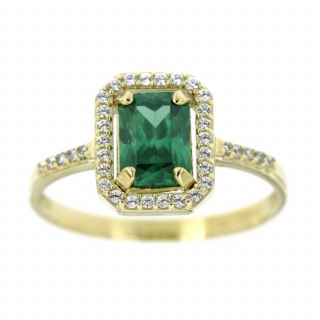Dámský zlatý prsten se zeleným kamenem 85žz