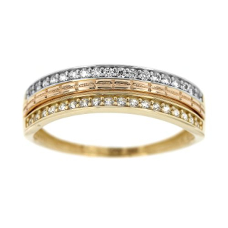 Zlatý tříbarevný prsten 6975