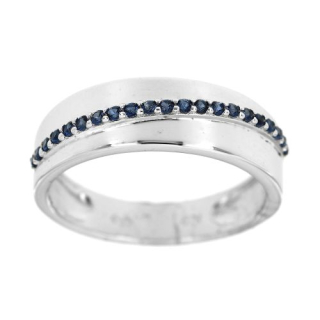 Stříbrný prsten s modrými zirkony 955M