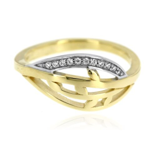 Zlatý dámský prsten s bílými kamínky 267