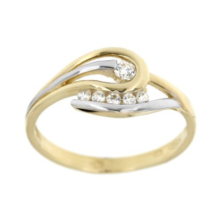 Zlatý dámský prsten s bílými kamínky RD