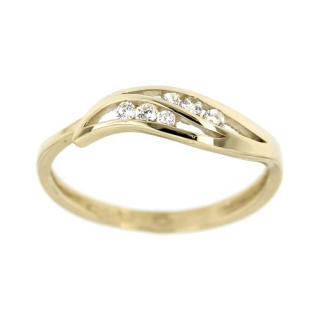 Zlatý dámský prsten s bílými kamínky 776