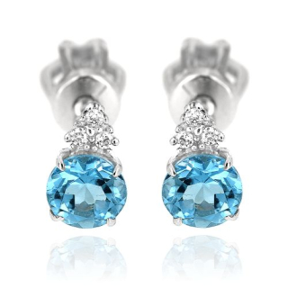 Diamantové náušnice s modrým topazem 856mt