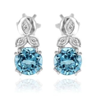 Diamantové náušnice s modrým topazem 834mbt