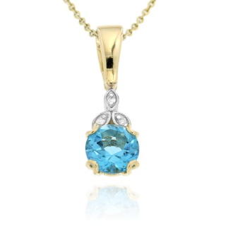 Diamantový přívěs s modrým topazem 834tmž