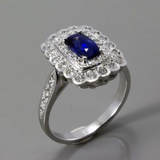 Diamantový prsten se safírem 