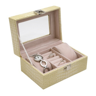 JK BOX SP-1813/A20, Dámská kazeta na hodinky a šperky krémová